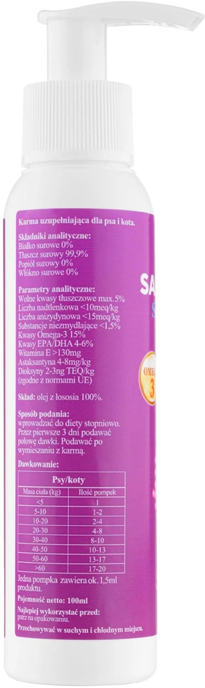 Lovi Food Pure Salmon Oil 100ml – Papildas su Omega-3 EPA DHA, palaiko sveiką kailį