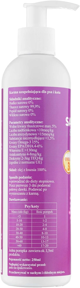 Lovi Food Pure Salmon Oil – Omega-3 EPA DHA papildas, 250 ml butelis