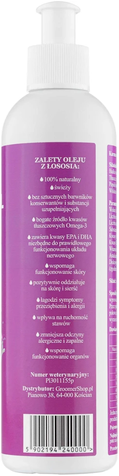 Lovi Food Pure Salmon Oil – Omega-3 EPA DHA papildas, 250 ml butelis