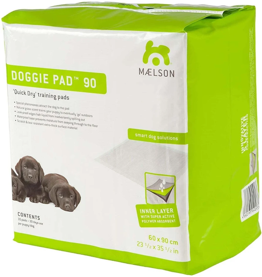 Maelson Doggie Pad 90 Greito Džiūvimo Absorbciniai Pėdsakai 90x60cm, 30 vnt. – Higieniškas Mokymo Sprendimas