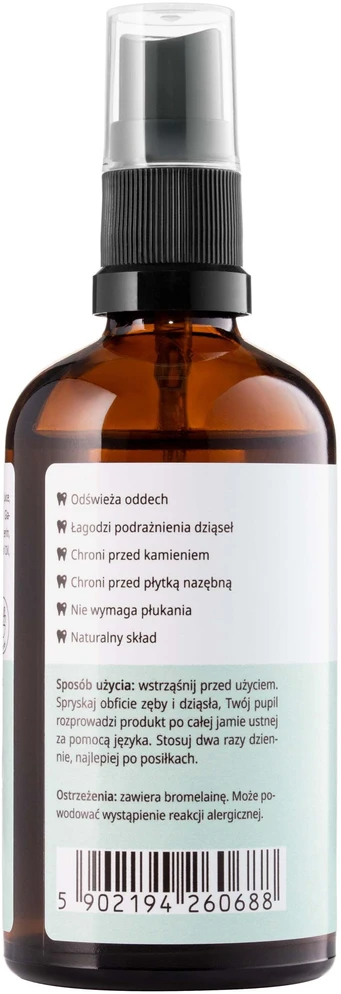 Mubo Burnos Purškalas 100ml – Natūrali burnos priežiūros formulė, gaivina burną ir valo dantis