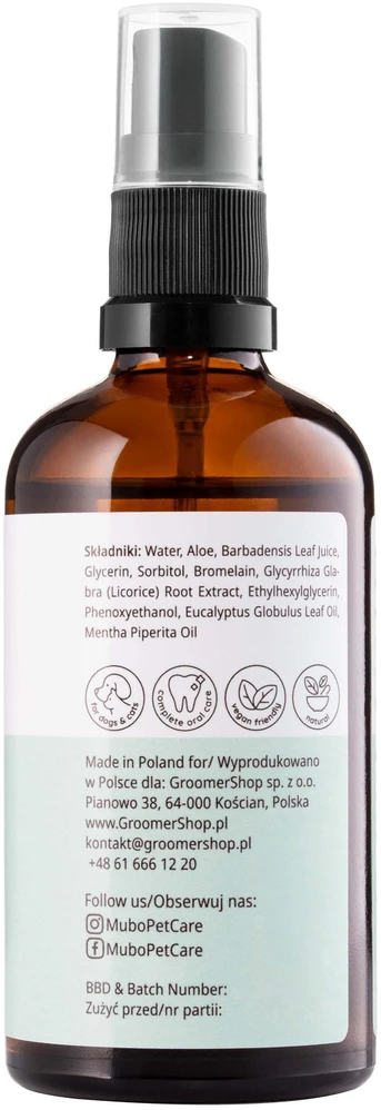 Mubo Burnos Purškalas 100ml – Natūrali burnos priežiūros formulė, gaivina burną ir valo dantis