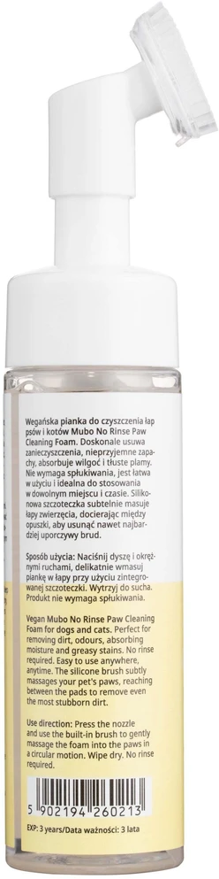 Mubo Nenuplaunamos Šunų Letenėlių Valymo Putos – Bananų Kvapo, 200ml, Greito Plovimo Formulė