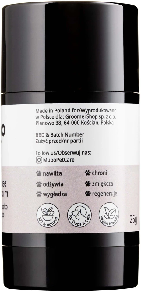Mubo Paw & Nose Natural Balm Stick 25g – Maitinanti sviesto formulė, patogus naudojimas