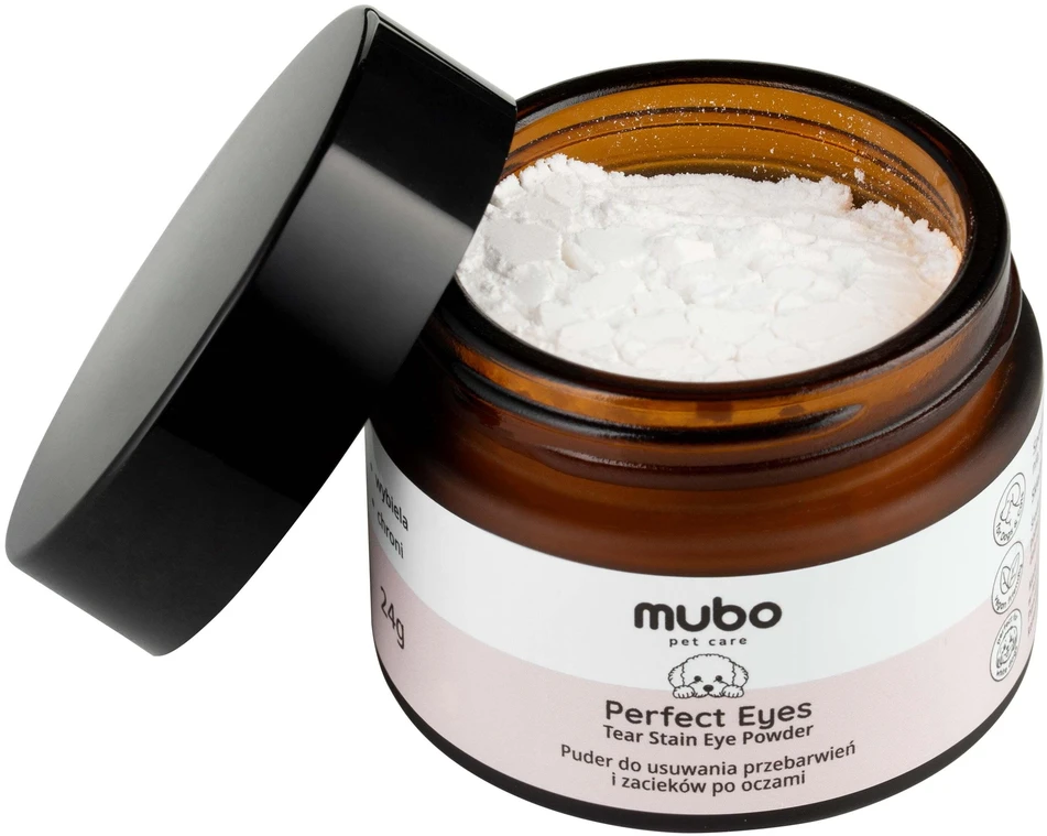 Mubo Perfect Eye milteliai ašarų dėmėms valyti 24g – švelni dėmių šalinimo formulė, greitas poveikis
