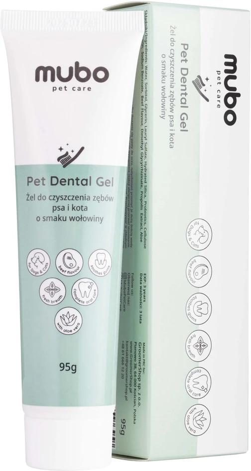 Mubo Pet Dental Gel 95g – dantų pasta gelis su jautienos skoniu, veiksminga burnos higienos formulė