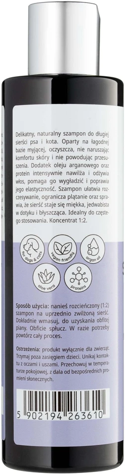 Mubo Silky Long Natural šampūnas ilgam kailiui 250ml – švelni formulė ilgaplaukiams augintiniams, maitinanti priežiūra