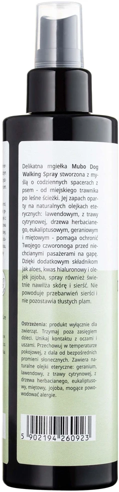 Mubo šunų vedžiojimo purškalas 250ml – natūralūs eteriniai aliejai, gaivinantis kvapas, lengvas naudojimas