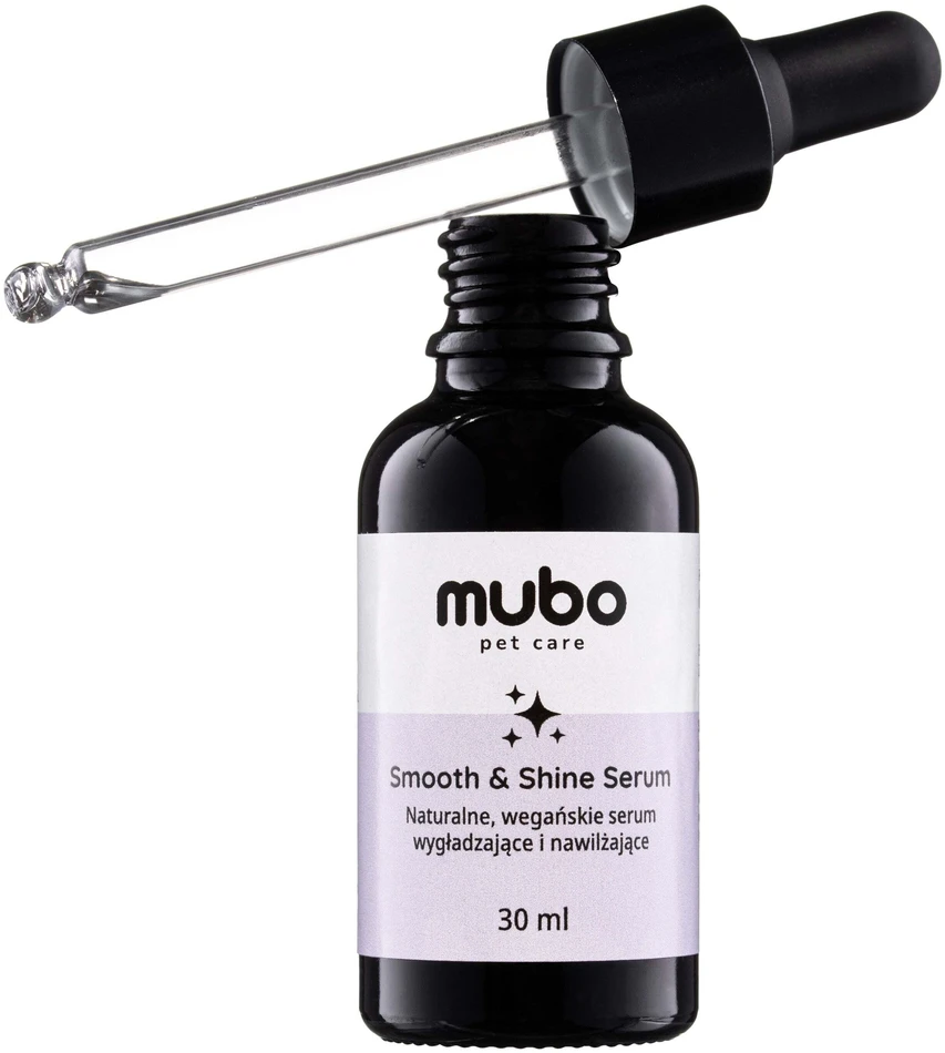 Mubo Švelnus & Blizges Serum 30ml – Natūrali drėkinamoji formulė šilkiniam, žvilgančiam kailiui