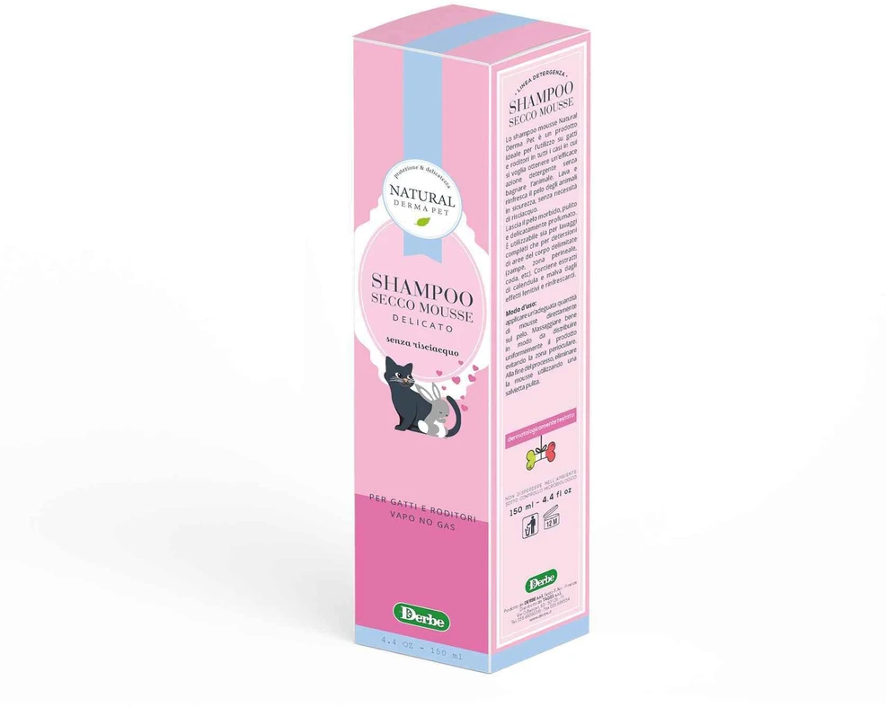 Natural Derma Pet Cat No-Rinse Šampūnas Mousse jautriai odai su medetkomis