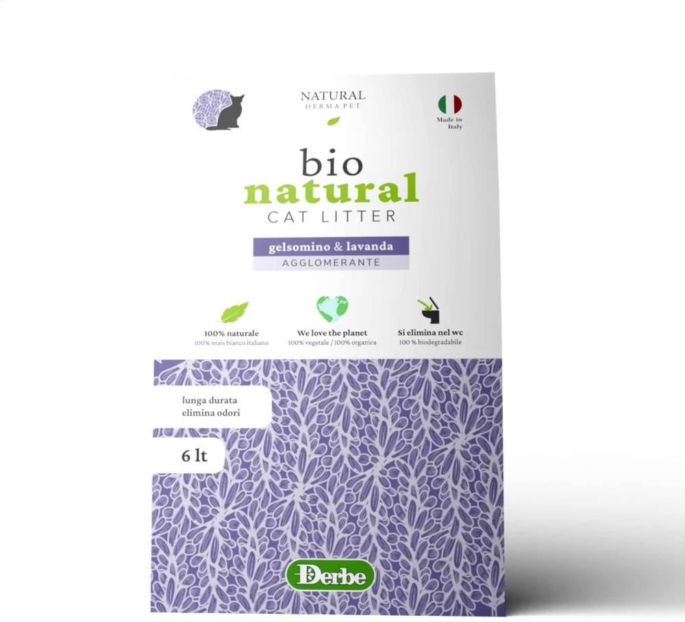 Natural Derma Pet Jazminų ir levandų aglomeruojantis kukurūzų kraikas katėms, kontroliuojantis kvapus