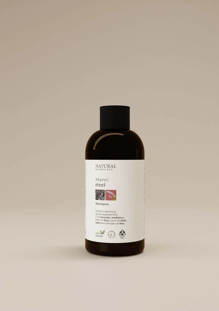 Natural Derma Pet Natural Derma Skirtas garbanotiems plaukams Coat Šampūnas šunims, blizgesiui ir apibrėžimui