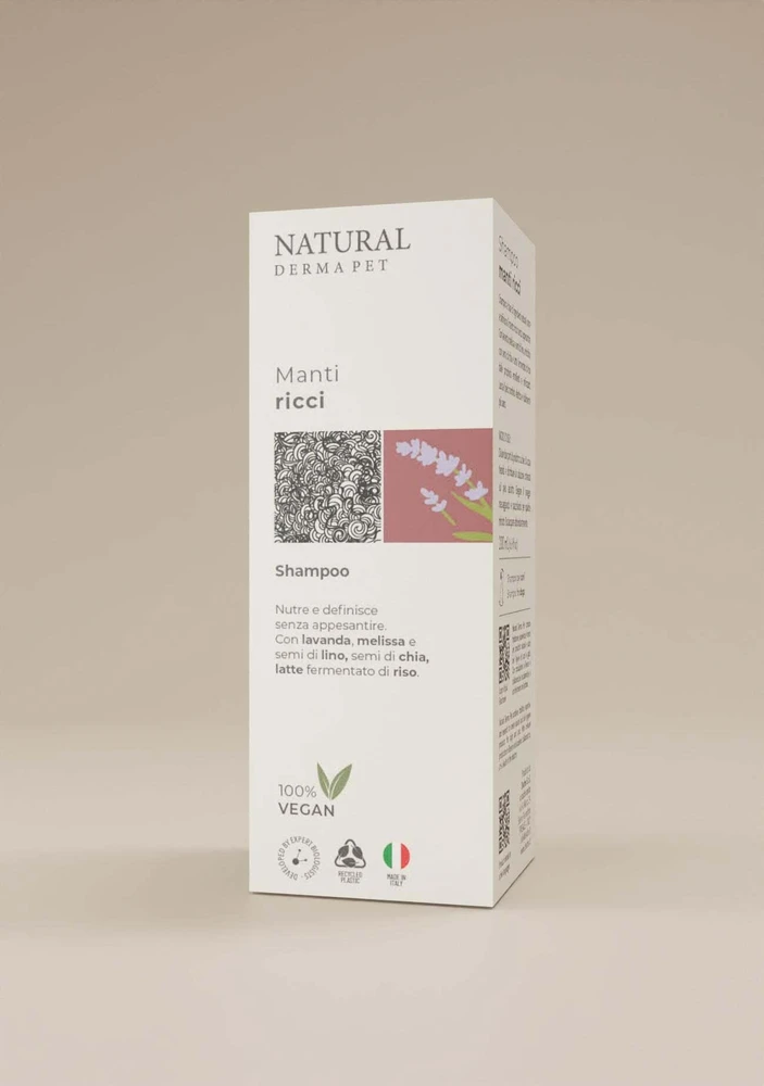 Natural Derma Pet Natural Derma Skirtas garbanotiems plaukams Coat Šampūnas šunims, blizgesiui ir apibrėžimui
