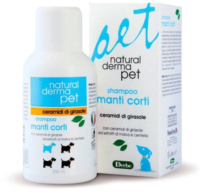 Natural Derma Pet Natural Derma trumpų plaukų šampūnas šunims su saulėgrąžomis ir malva