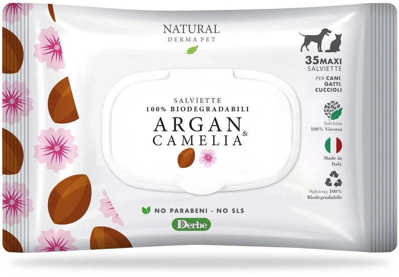 Natural Derma Pet Valomoji servetėlės Arganų ir Kamelijų švelnus valymas