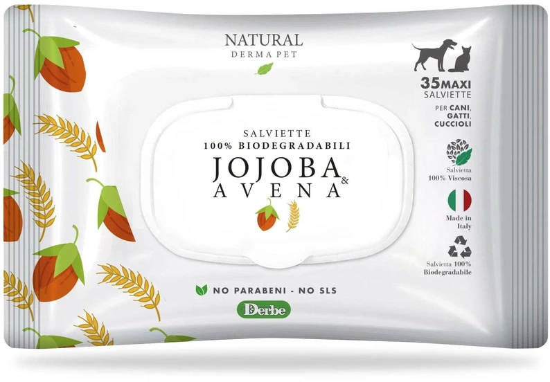 Natural Derma Pet Valomosios šlapios servetėlės su simondsijų ir avižų švelnia formule