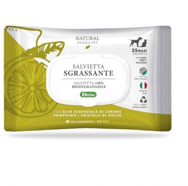 Natural Derma Pet Valymo drėgnos servetėlės su citrina ir greipfrutu riebalams pašalinti