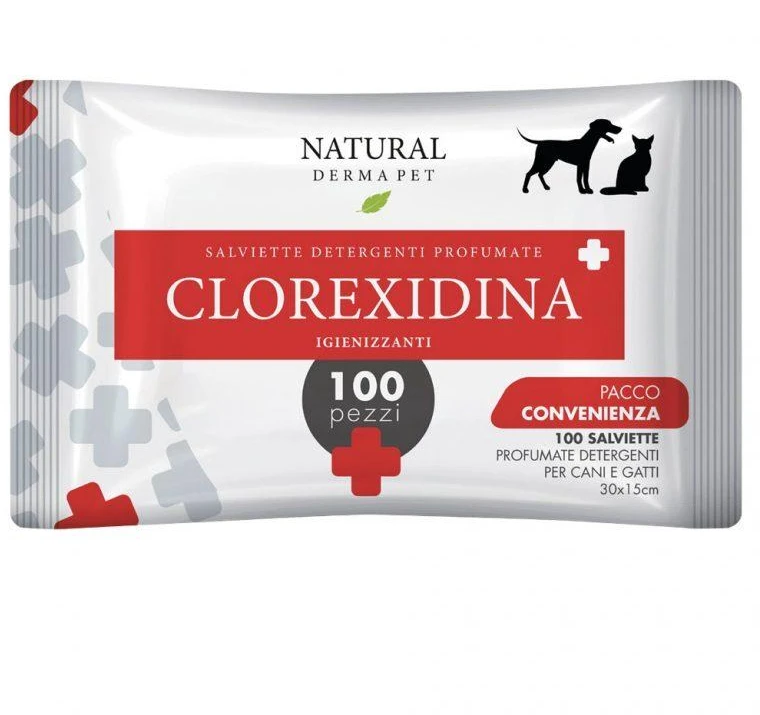 Natural Derma Pet Valymo šlapių servetėlių formulė su chlorheksidinu, hipoalerginė