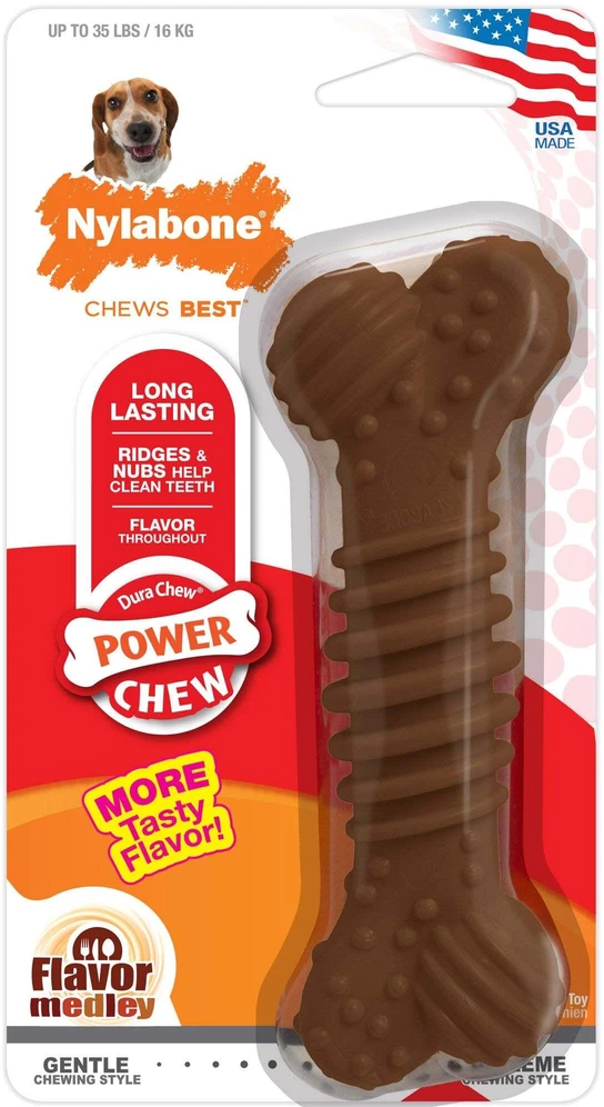 Nylabone Dura Chew Extreme Medley Texture kaulas – patvarus dantų kramtalas, skirtingų skonių, vidutinio dydžio