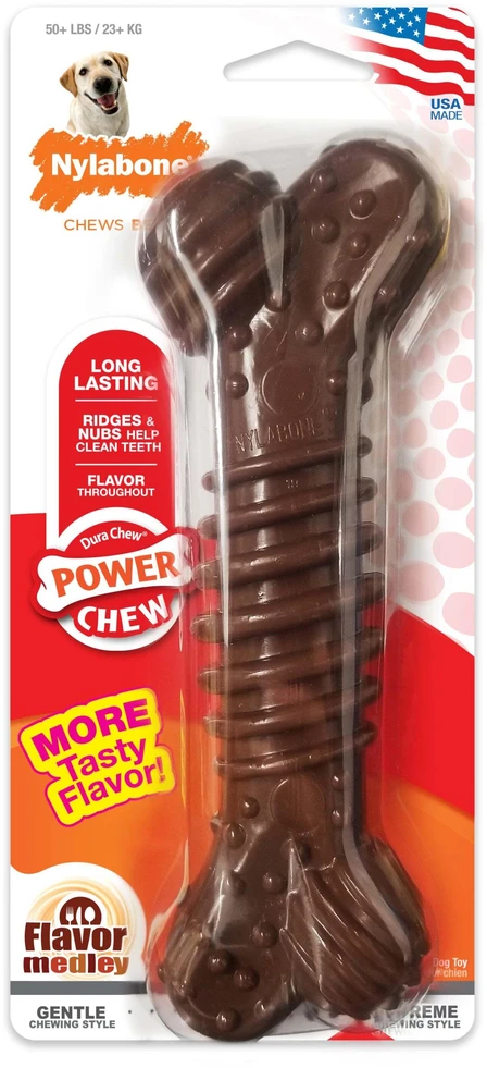 Nylabone Dura Chew Extreme Medley Texture kaulas – patvarus dantų kramtalas, skirtingų skonių, vidutinio dydžio