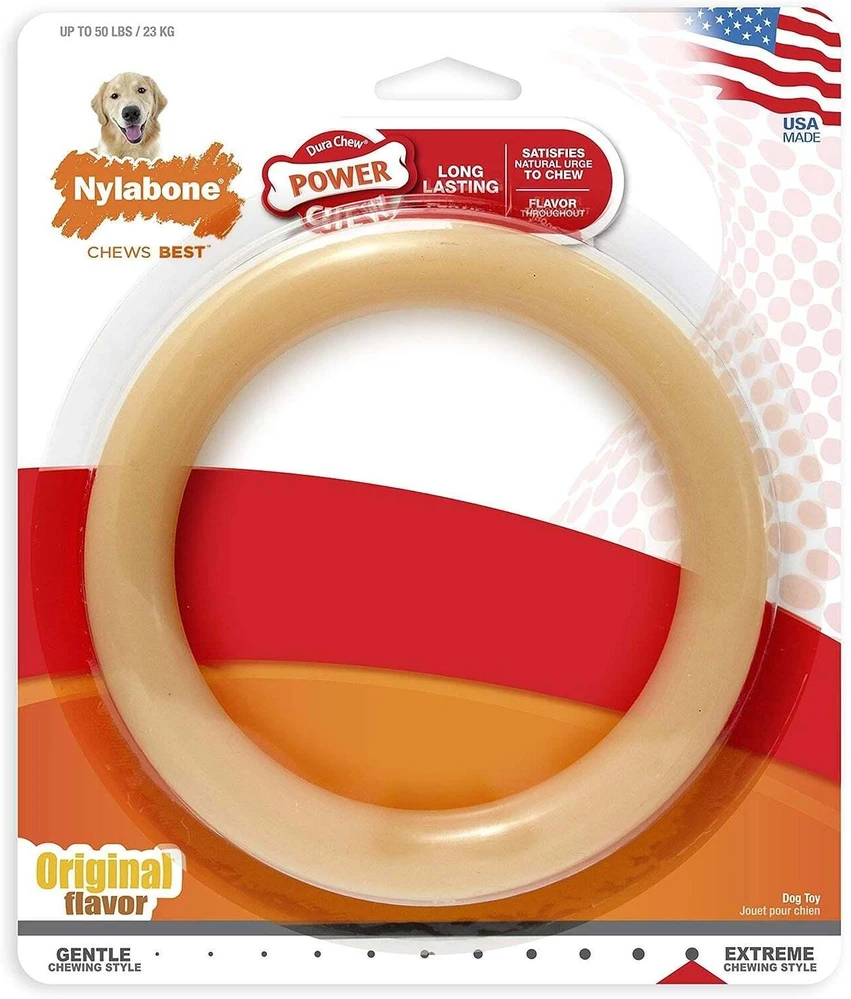 Nylabone Dura Chew Ring Original – Patogus vištienos skonio kramtomasis žaislas, ilgaamžis dizainas
