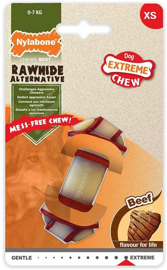 Nylabone „Extreme Beef Knot Chew“ – didelis patvarus jautienos skonio kramtomasis žaislas