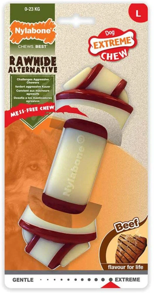 Nylabone „Extreme Beef Knot Chew“ – didelis patvarus jautienos skonio kramtomasis žaislas