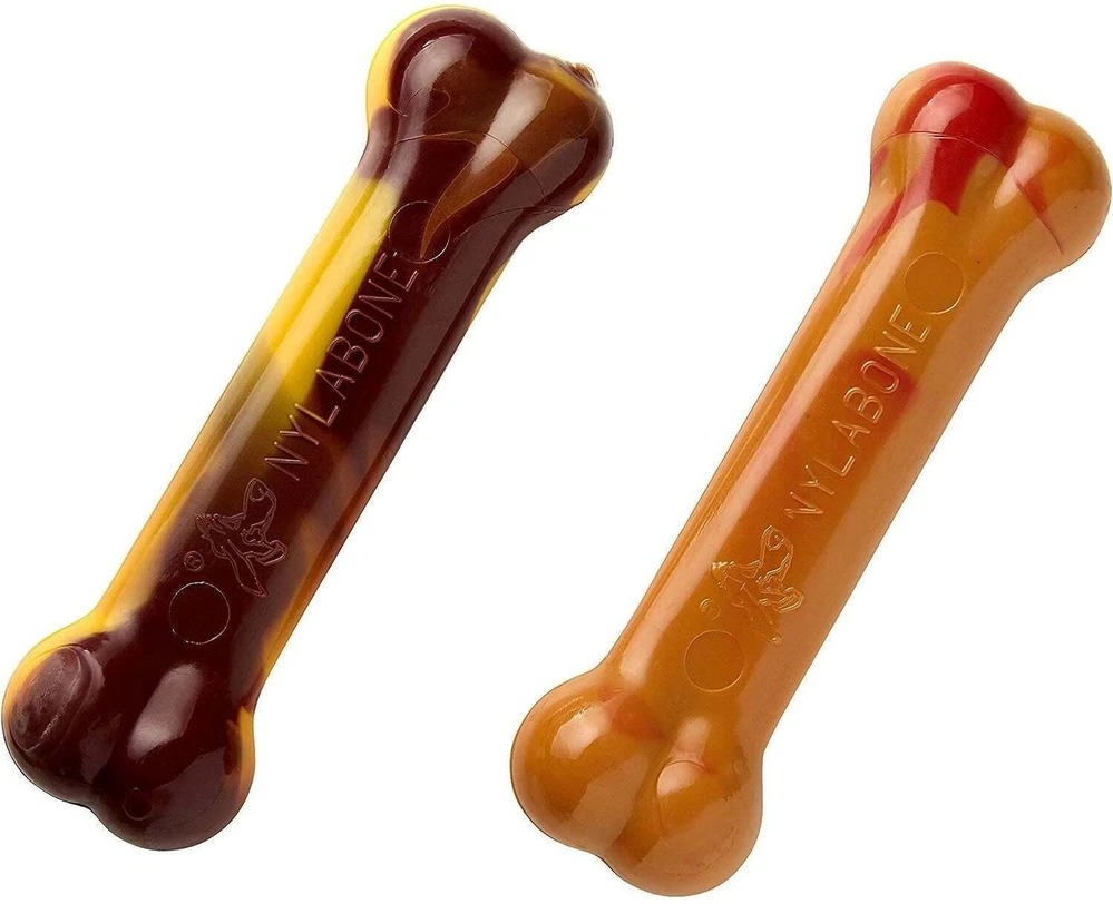 Nylabone Extreme Bone dviejų pakuotė – patvarus kramtomųjų kaulų rinkinys, jautienos, sūrio ir obuolių skonio