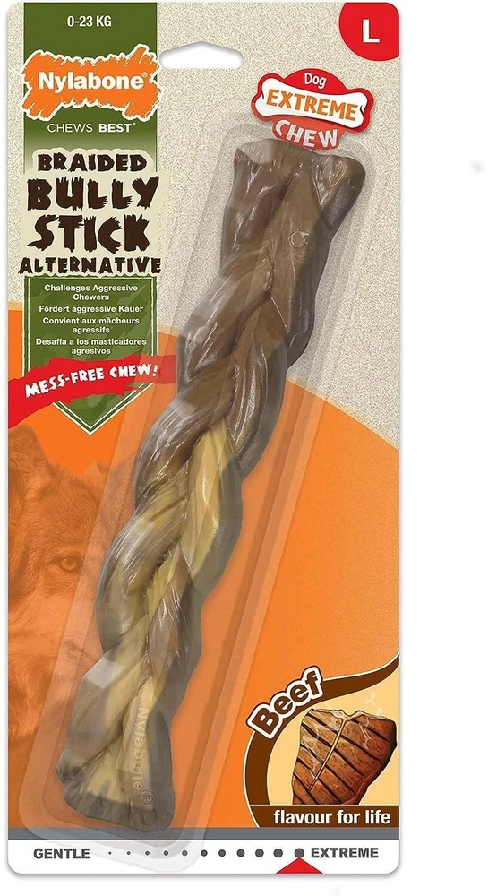 Nylabone Extreme Bully Stick Pintas L – Patvarus jautienos skonio pynės formos kramtomasis žaislas