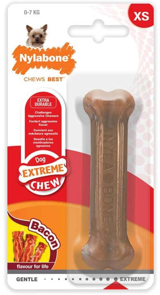 Nylabone Extreme Chew Bekono kauliukas – tvirtas didelis kramtomasis žaislas su tikroBekono skoniu