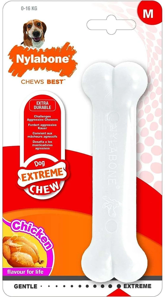 Nylabone Extreme Chew Vištienos kaulas – tvirtas XL kramtomasis žaislas su tikru vištienos skoniu