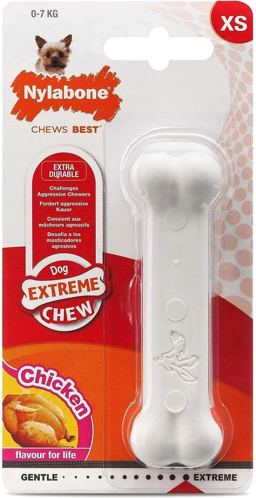 Nylabone Extreme Chew Vištienos kaulas – tvirtas XL kramtomasis žaislas su tikru vištienos skoniu