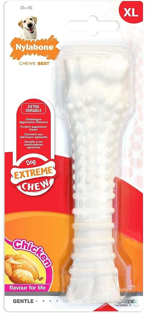 Nylabone Extreme Chew Vištienos kaulas – tvirtas XL kramtomasis žaislas su tikru vištienos skoniu