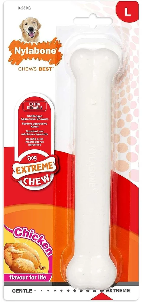 Nylabone Extreme Chew Vištienos kaulas – tvirtas XL kramtomasis žaislas su tikru vištienos skoniu