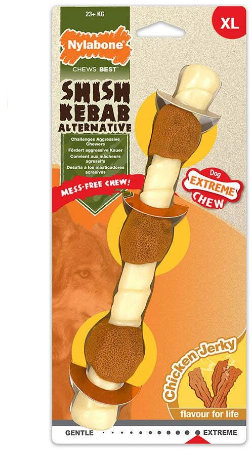 Nylabone „Extreme Chicken Jerky Shish Kebab“ – XL džiovintas kramtukas, ilgai išliekančio vištienos skonio