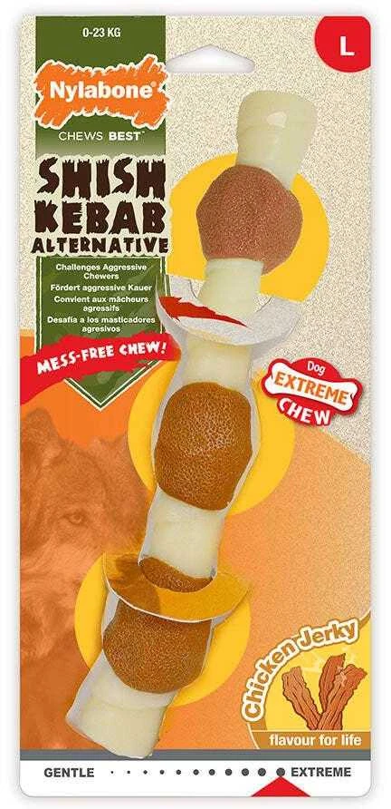 Nylabone „Extreme Chicken Jerky Shish Kebab“ – XL džiovintas kramtukas, ilgai išliekančio vištienos skonio