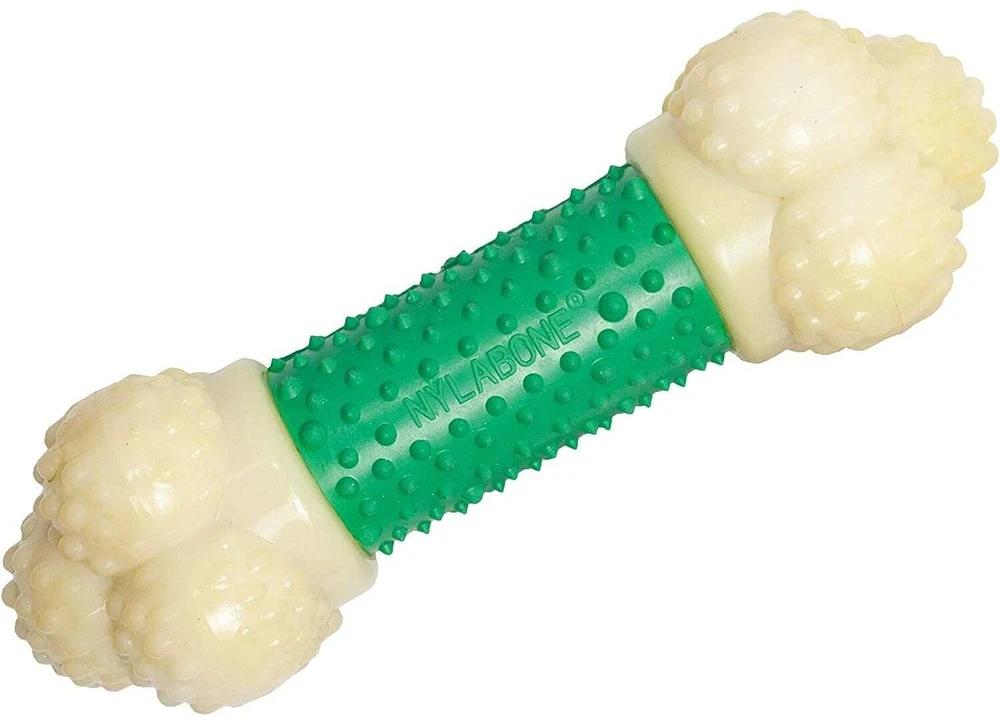 Nylabone Extreme Double Action kramtakšlis – įvairios tekstūros, su kiaulienos ir mėtų skoniu, vidutinio dydžio