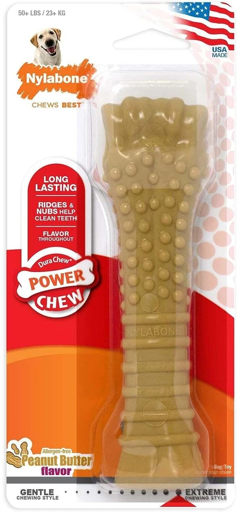 Nylabone Extreme Dura Chew su skonių sviestinio riešuto kaulu – patvarus, didelis kramtomasis žaislas su ilgai išliekančiu skoniu