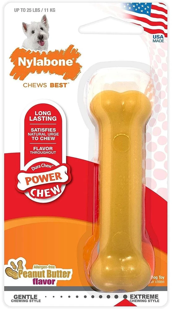 Nylabone Extreme Dura Chew su skonių sviestinio riešuto kaulu – patvarus, didelis kramtomasis žaislas su ilgai išliekančiu skoniu