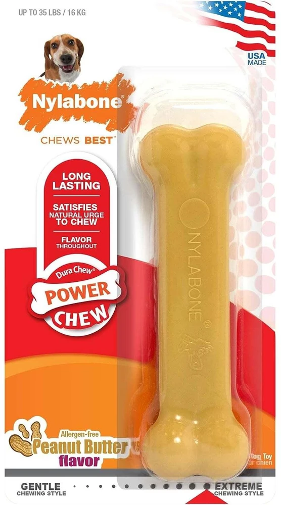 Nylabone Extreme Dura Chew su skonių sviestinio riešuto kaulu – patvarus, didelis kramtomasis žaislas su ilgai išliekančiu skoniu