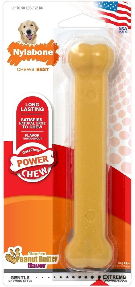 Nylabone Extreme Dura Chew su skonių sviestinio riešuto kaulu – patvarus, didelis kramtomasis žaislas su ilgai išliekančiu skoniu