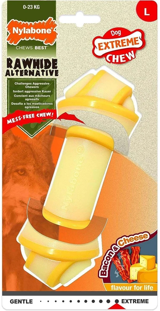 Nylabone Extreme Knot Bone – tvirtas, su šonine ir sūrio skonio kramtukas, vidutinio dydžio
