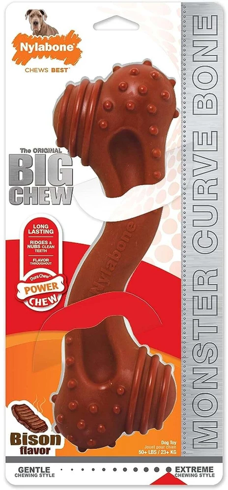 Nylabone Extreme Monster Bone XXL – Patvarus bizonų skonio kramtukas, itin didelis