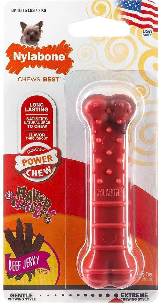 Nylabone Extreme tekstūrinis jautienos vytinimo kaulas – didelis, patvarus dantų kramtalas, džiovinto jautienos skonio
