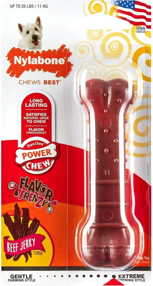 Nylabone Extreme tekstūrinis jautienos vytinimo kaulas – didelis, patvarus dantų kramtalas, džiovinto jautienos skonio