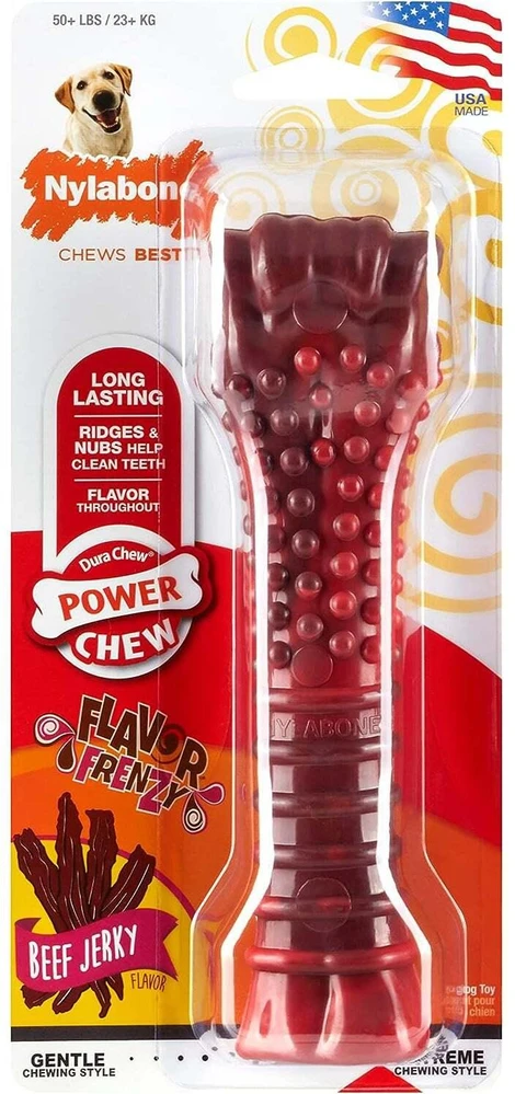 Nylabone Extreme tekstūrinis jautienos vytinimo kaulas – didelis, patvarus dantų kramtalas, džiovinto jautienos skonio