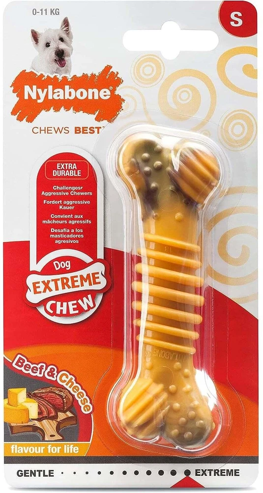 Nylabone Extreme Texture Jautienos ir sūrio kaulas – XL dantų kramtukas, patvarus dizainas su skoniu