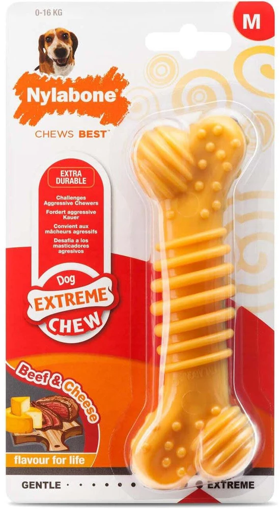 Nylabone Extreme Texture Jautienos ir sūrio kaulas – XL dantų kramtukas, patvarus dizainas su skoniu
