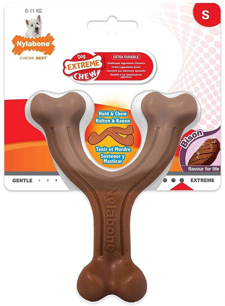 Nylabone Extreme Wishbone Bison Chew – tvirtas, didelis šunų žaislas su tikrovišku bizonų skoniu