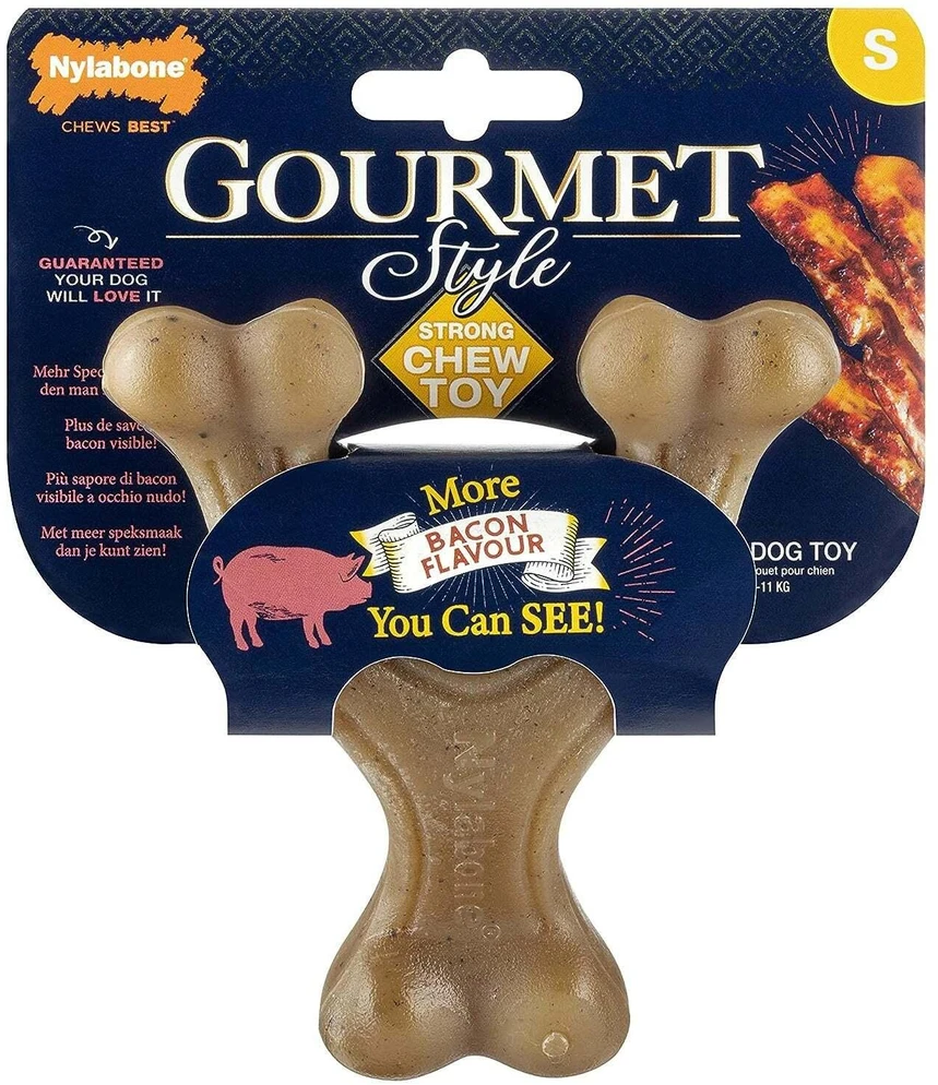 Nylabone Gourmet Wishbone Bacon Chew – Tvirtas didelio dydžio šunims skirtas žaislas su intensyviuBekono skoniu